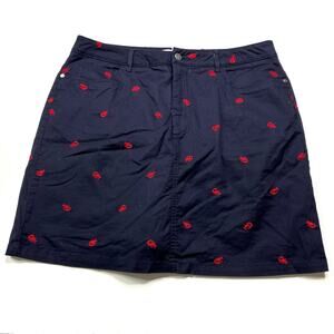 Croft & Barrow Navy Embroidered Lobster Stretch Skort Cotton Womens 14